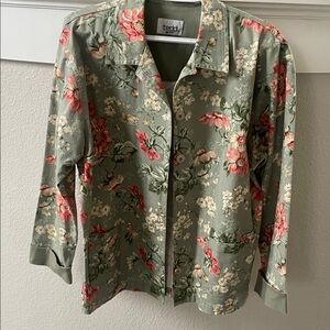 Teddi Green and Pink Floral Shirt Jacket